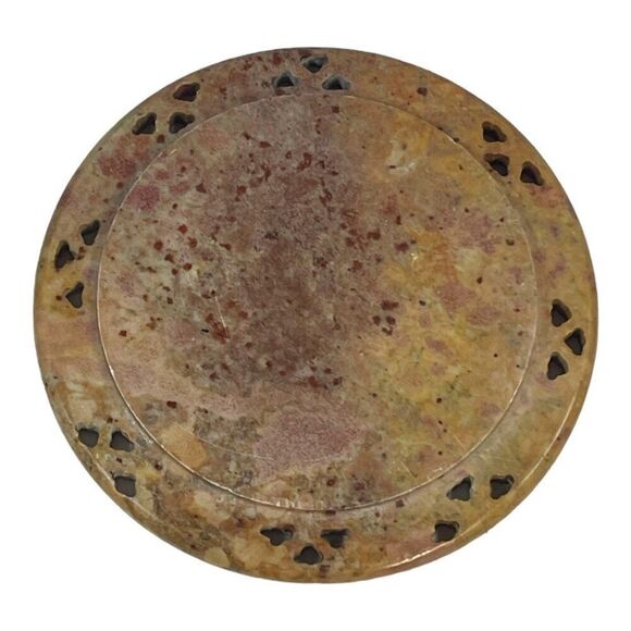 Vintage Marble Coasters set of 4 4" Handcrafted Stone Drink Set Southwest Rustic - Picture 5 of 16